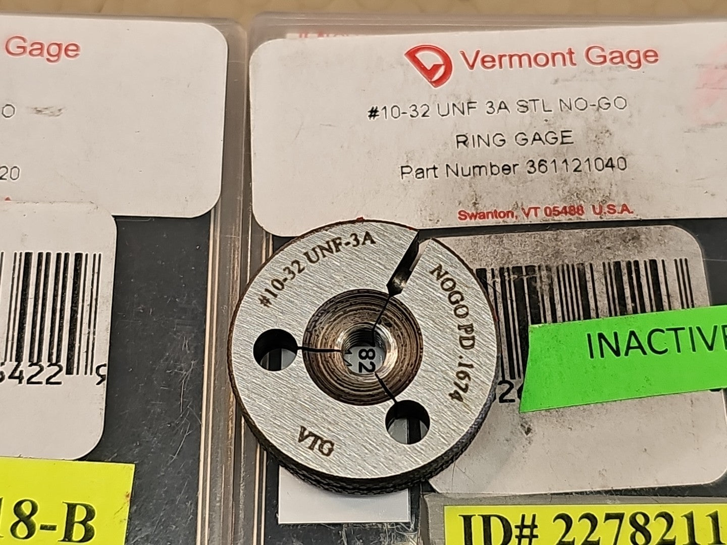 Vermont Gage 361121020 & 361121040 Threaded Go/No Go Ring Gage: #10-32 UNF 