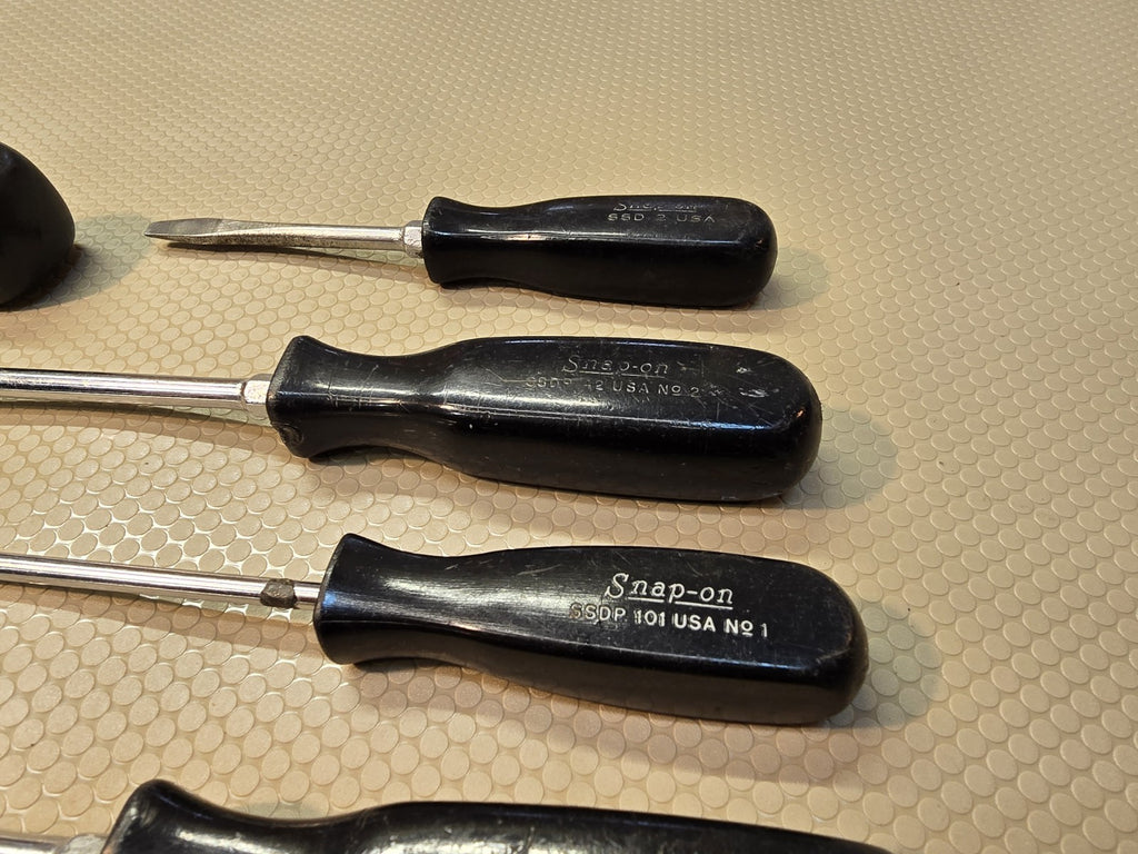 Snap On Screwdriver Set Black Hard Handle 6 pc Set SSD SSDD WITH STUBBYS