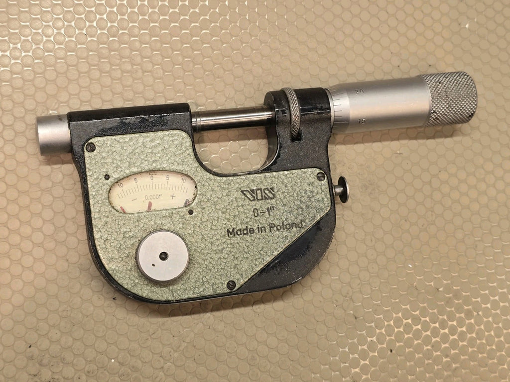 VIS 0–1 Inch Dial Micrometer .0001 Graduation With Wood Case Made In Poland