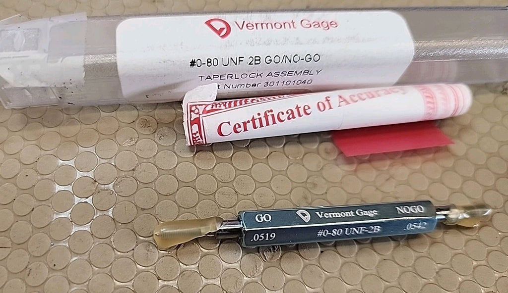 Vermont Gage #0-80UNF 2B GO .0519/NO GO .0542 PN: 301101040