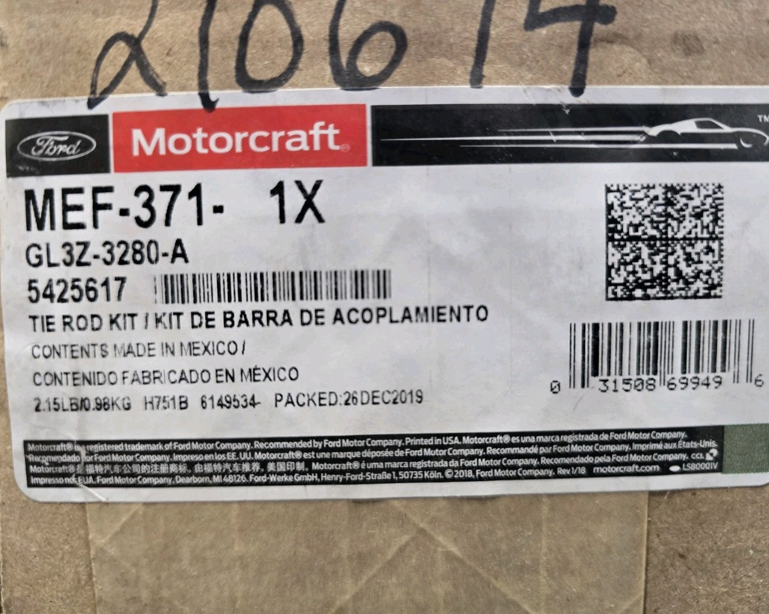 Genuine OEM Ford Motorcraft Steering Tie Rod End Kit  MEF-371 New
