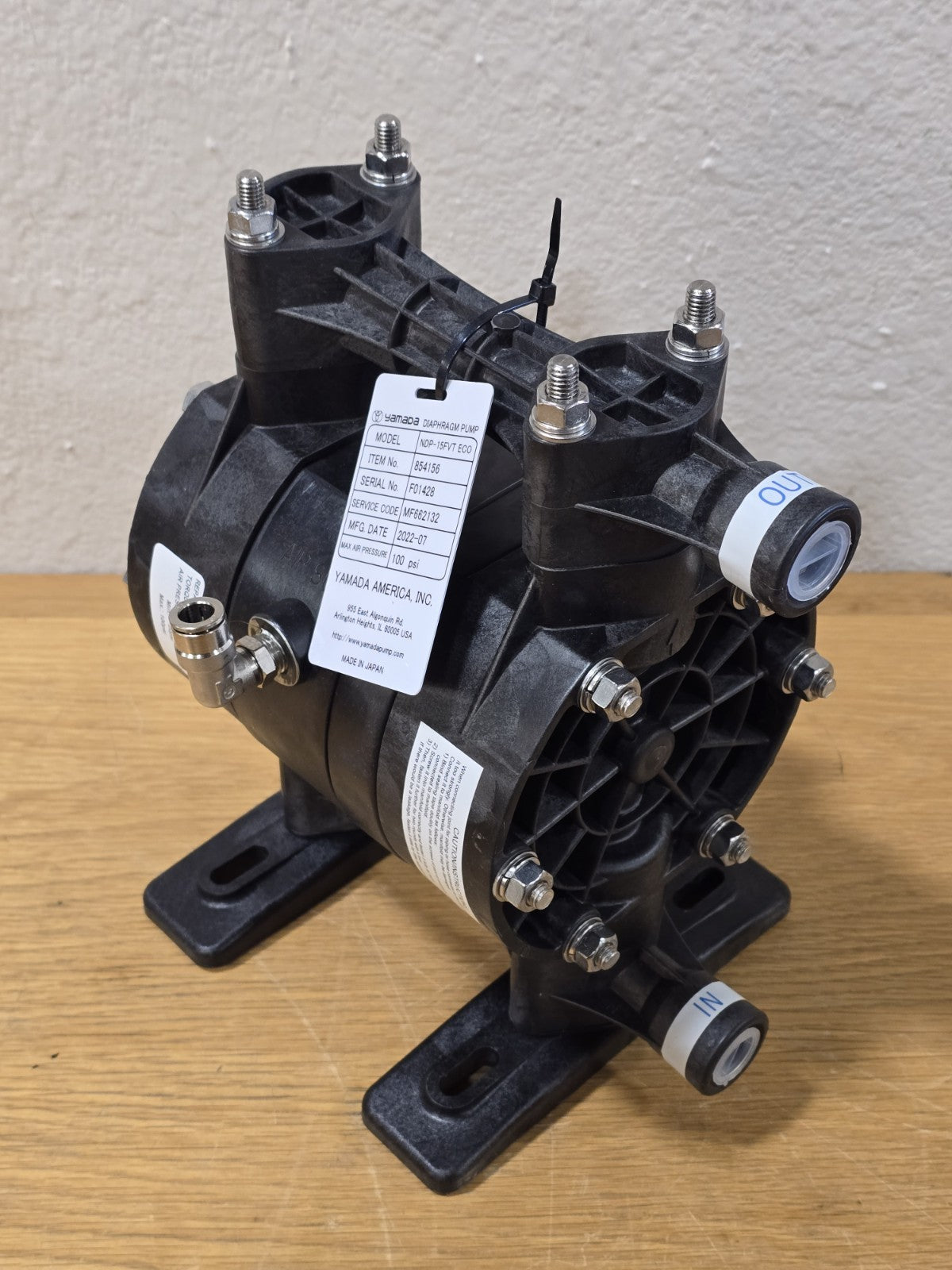 Yamada NDP-15FVT Air Powered Double Diaphragm Pump New