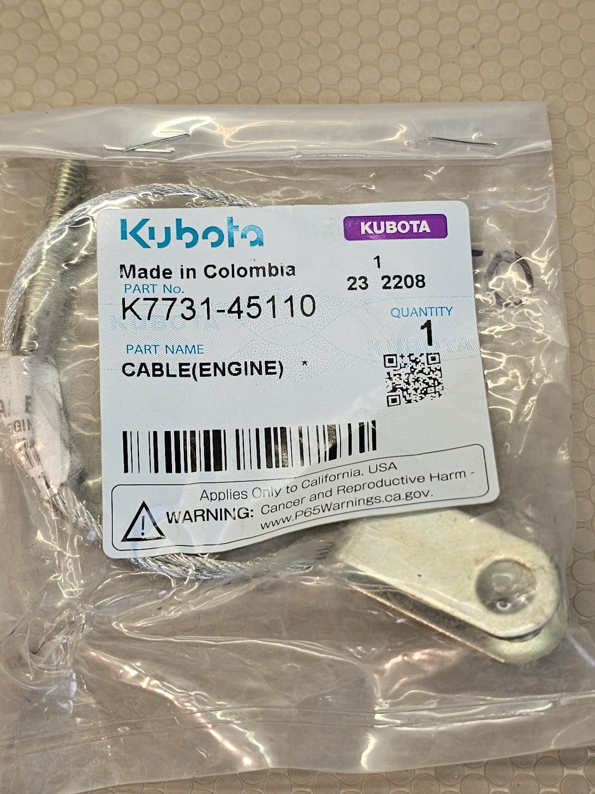Kubota K7731-45110 Engine Cable OEM RTV-X1100CW Speed Change