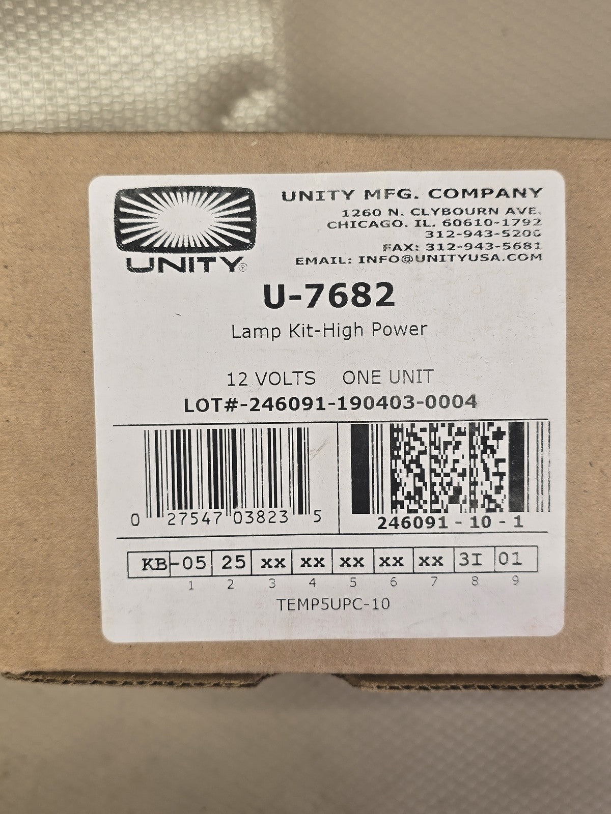 Unity U-7682 High Power Lamp Kit 12 Volts
