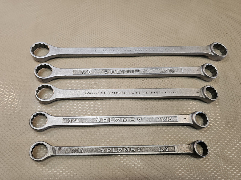 Plomb PLVMB Pebble Finish Double Box SAE Wrench Set  - Vintage LARGE Sizes 1+