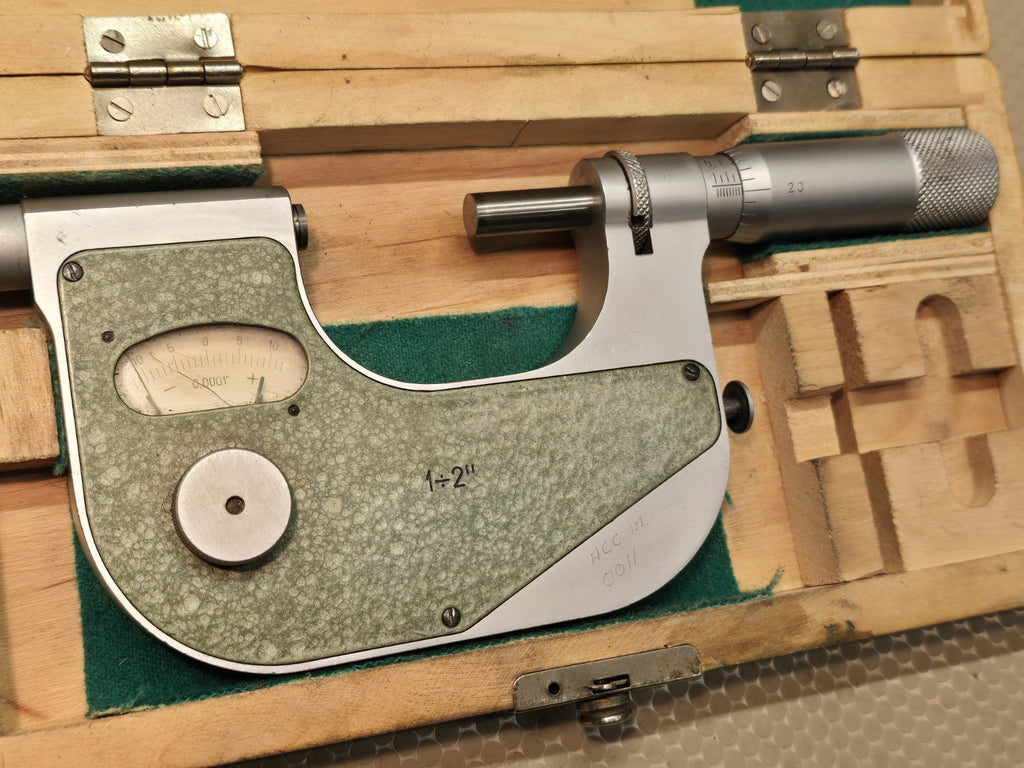 VIS Poland 1-2” Indicating Micrometer .0001” In Wood Box NICE
