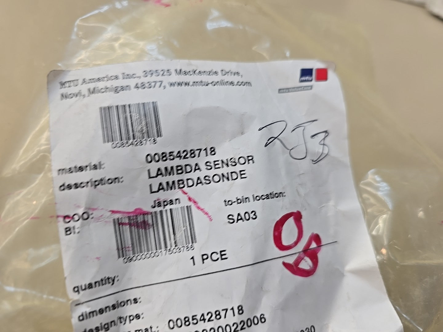 OEM Mercedes‑Benz 0085428718 Lambda / Oxygen Sensor Genuine New