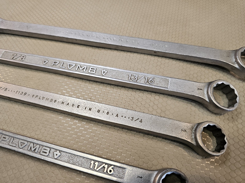Plomb PLVMB Pebble Finish Double Box SAE Wrench Set  - Vintage LARGE Sizes 1+