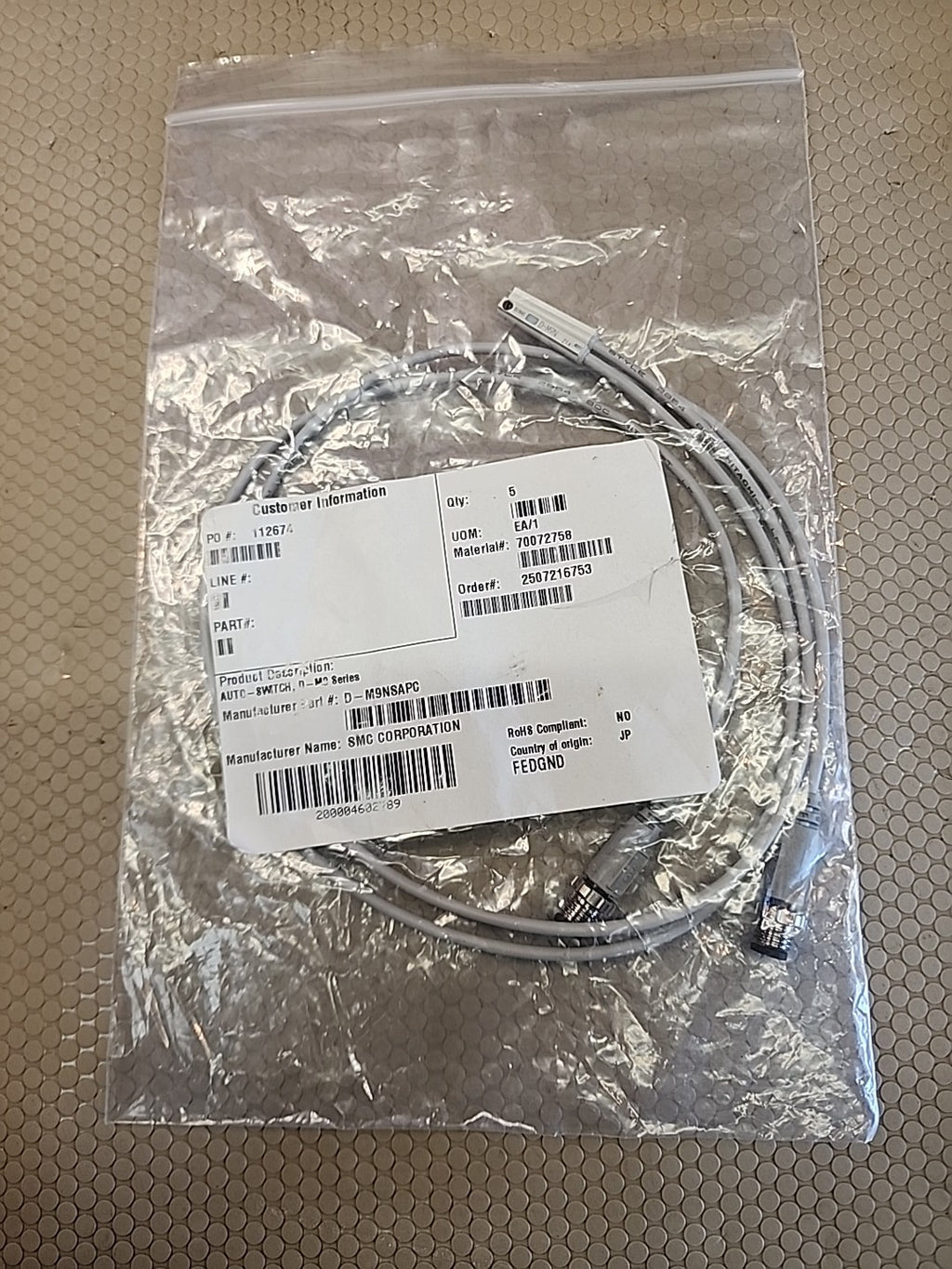 3 Pcs.- SMC D-M9NSAPC Solid State Auto Switch, 4.5-28VDC 40mA, 3-Pin M8, NPN