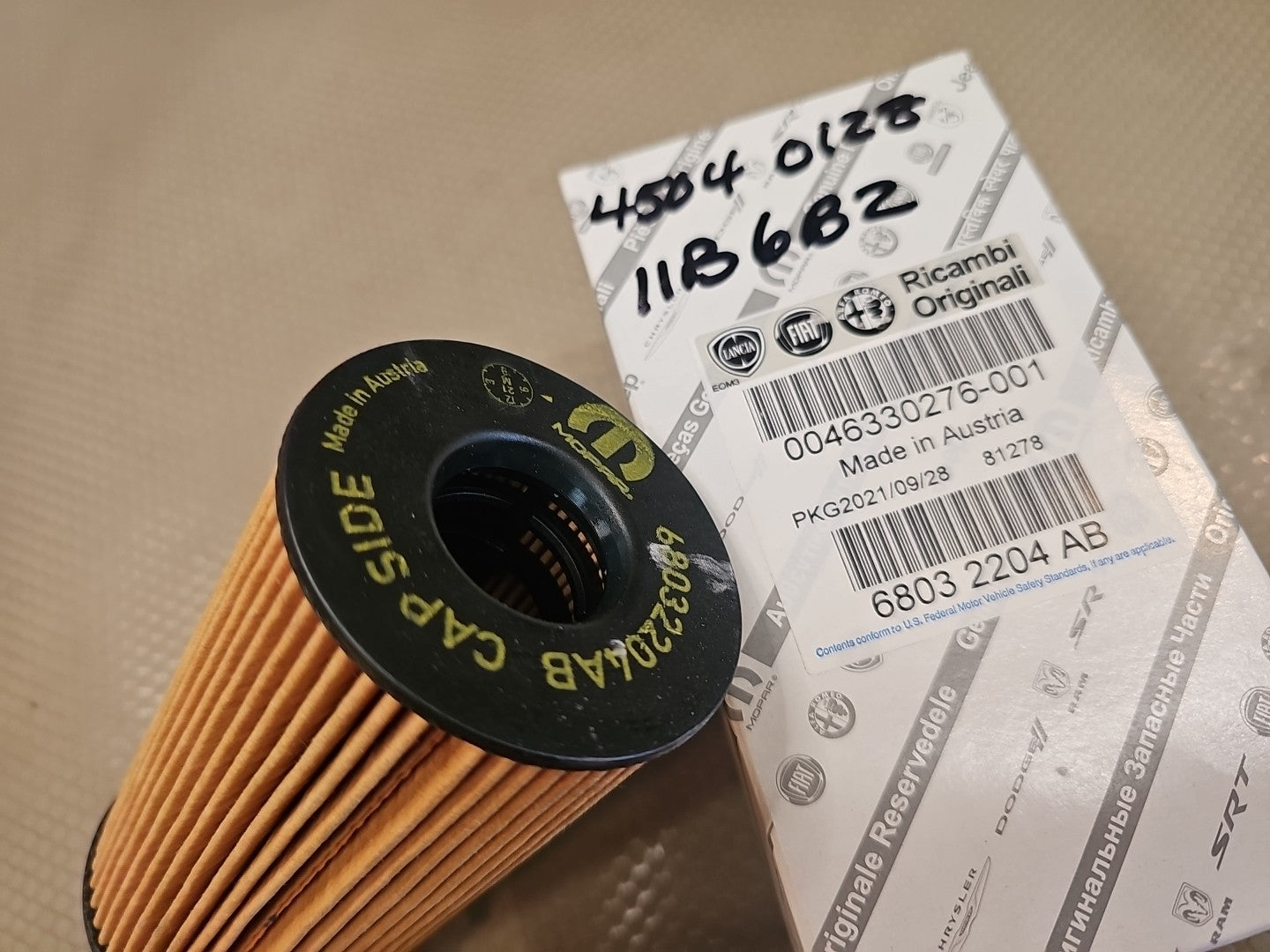 New Genuine Mopar Element Oil Filter And Oring OE 68032204AB