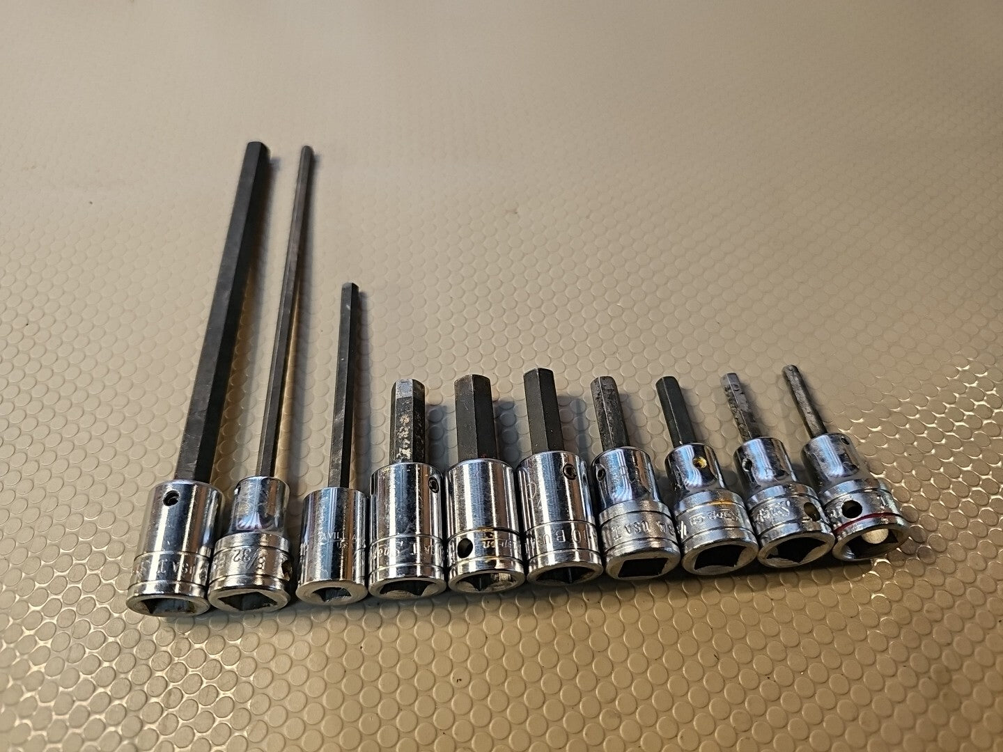 Snap-On 10 pc 3/8 drive SAE Hex Driver Bit Socket Set Some long 5/16 to 5/32