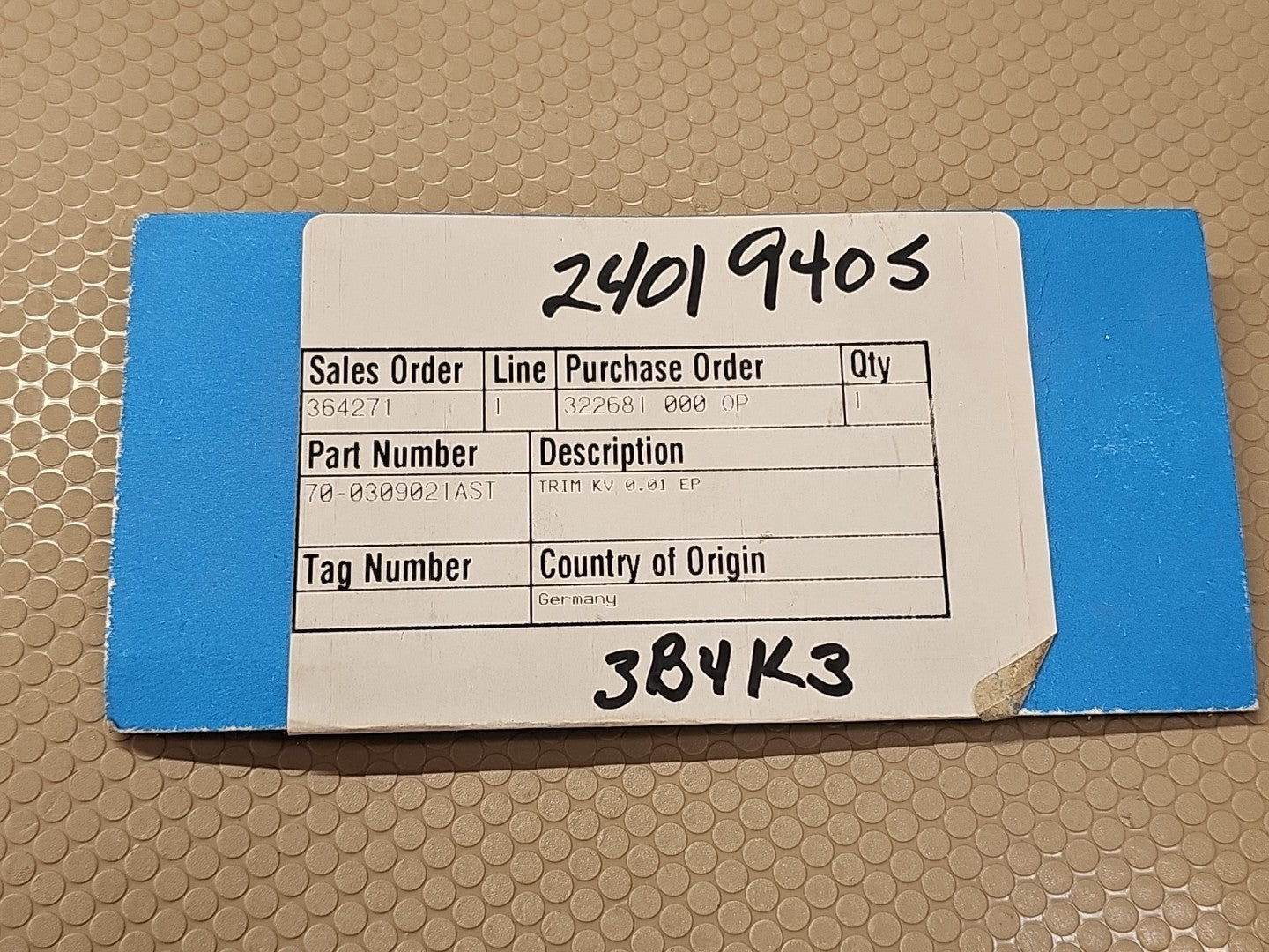Flowserve 70-0309021AST Trim KV 0.01 EP 16915.9