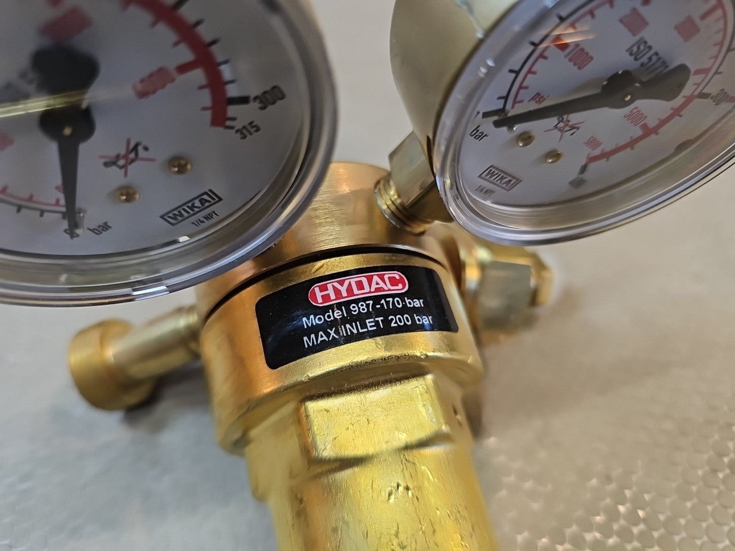 Hydac 987 987-170bar max Inlet 300bar FlaschendruckWeir 203124 Regulator Argon 