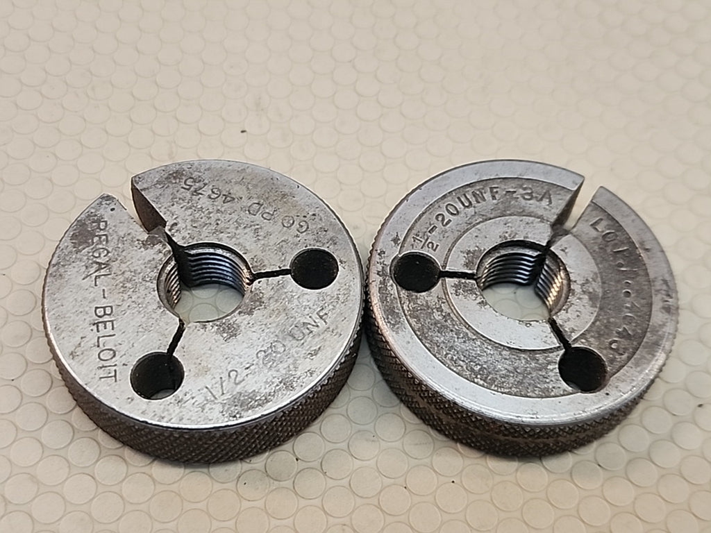 1/2 20 UNF 3A THREAD RING GAGES .5 .50 .500 GO NO GO P.D.'S = .4675 & .4643 USA
