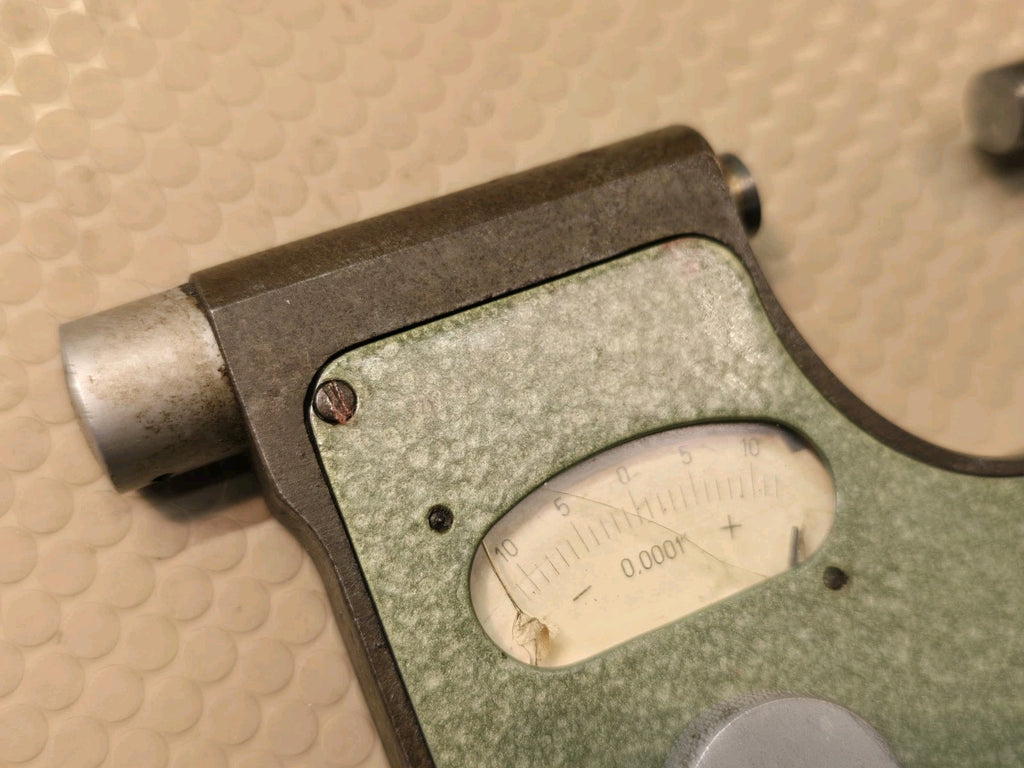 VIS 1–2 Inch Dial Micrometer .0001 Graduation With Wood Case Made In Poland