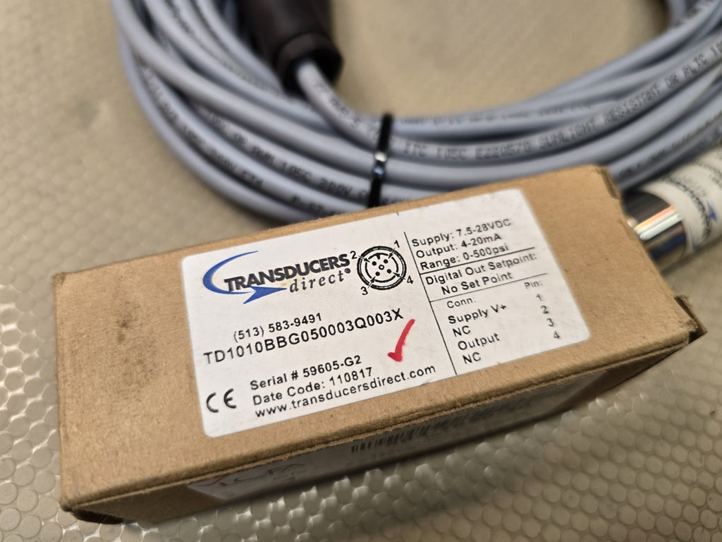 TRANSDUCERS DIRECT TD1010BBG050003Q003X TD1000 Pressure Transducer + Cable 