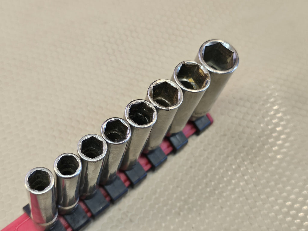 MATCO TOOLS 8 PIECE 1/4 DRIVE SAE  DEEP 6 PT CHROME SOCKET SET USA 9/16 to 9/32
