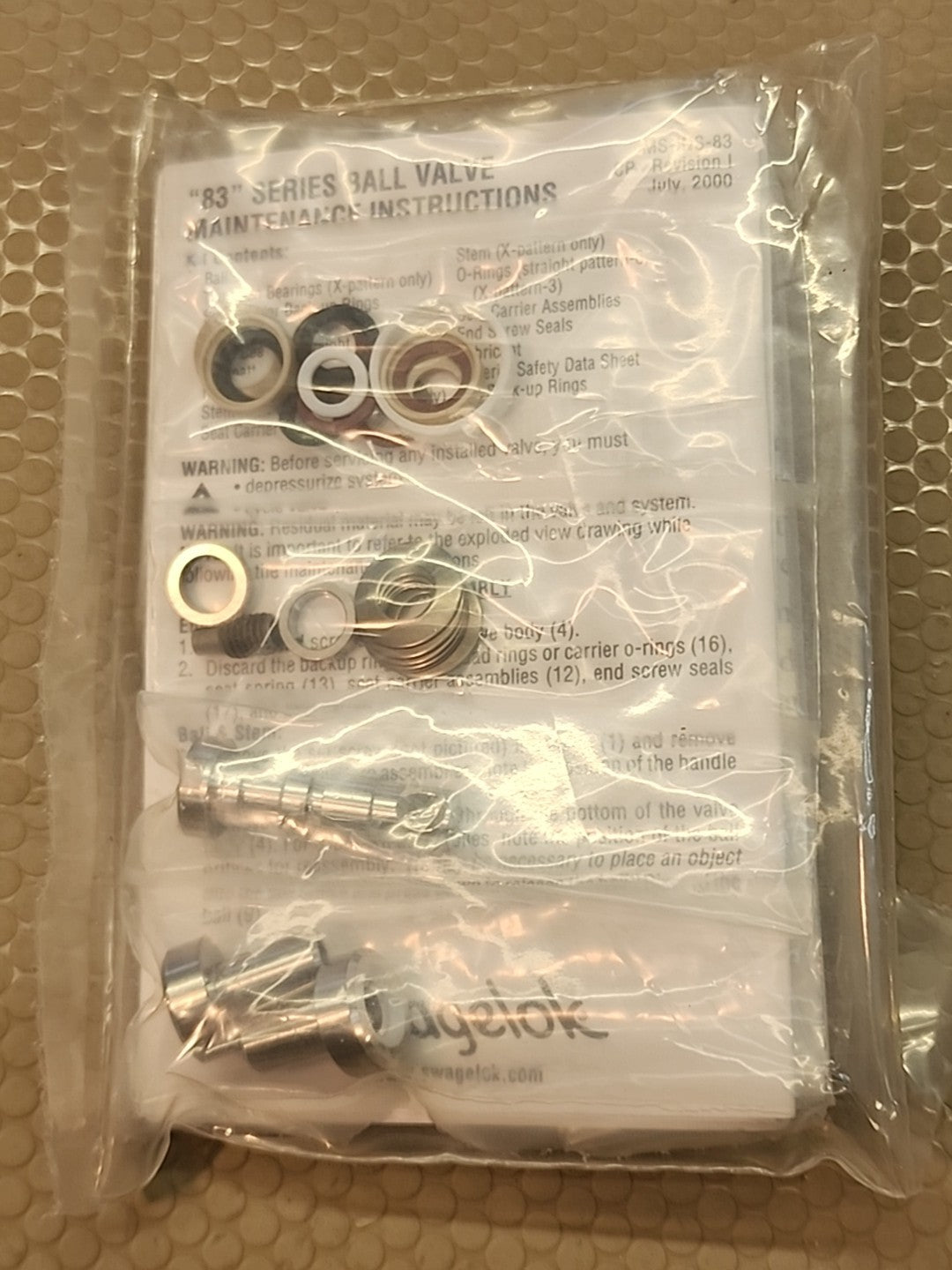 SWAGELOK PTFE Seal Kit for 83X Series Ball Valve (Part #: SS-9K-83XT)