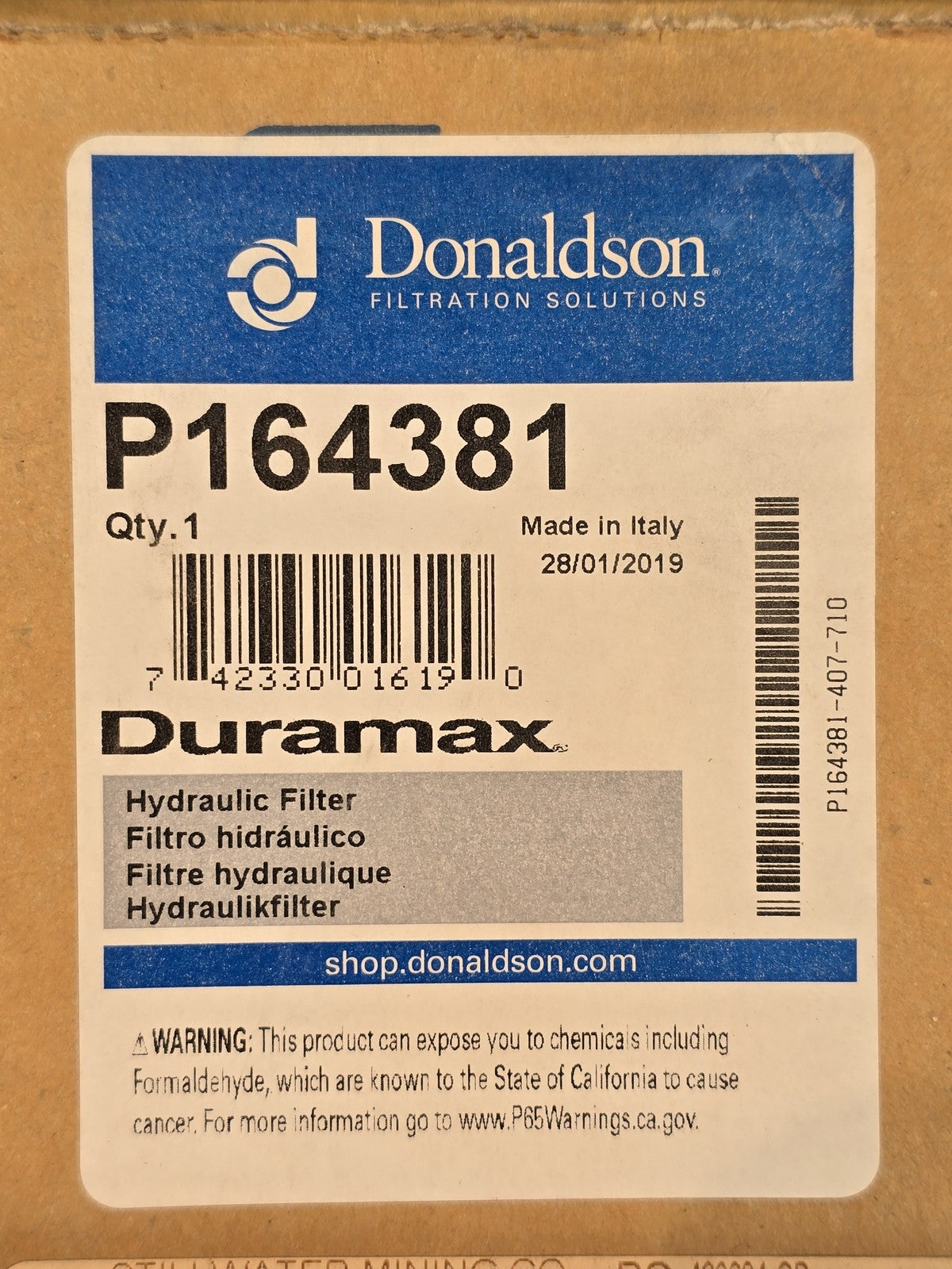 Donaldson P164381 Duramax Spin-On Hydraulic Filter New
