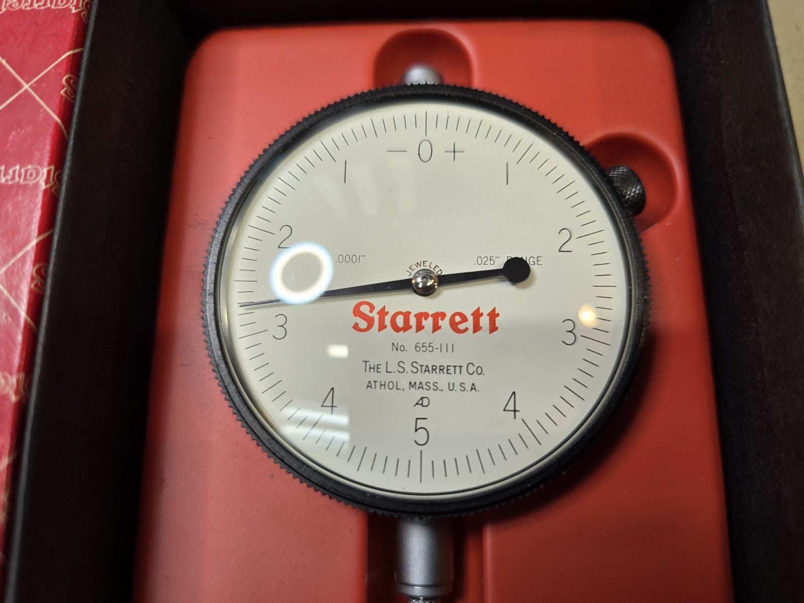 NEW Starrett 655-111J Dial Indicator 0-.025" Range, 0-5-0 Balanced Dial IN STOCK