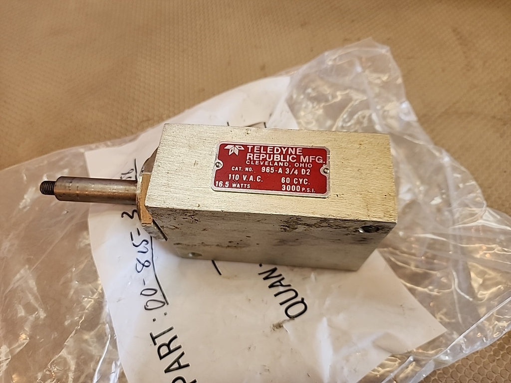 Teledyne CAT. NO. 965-A 3/4 D2 110VAC Solenoid Valve 60Cyc 3000 PSI 16.5W