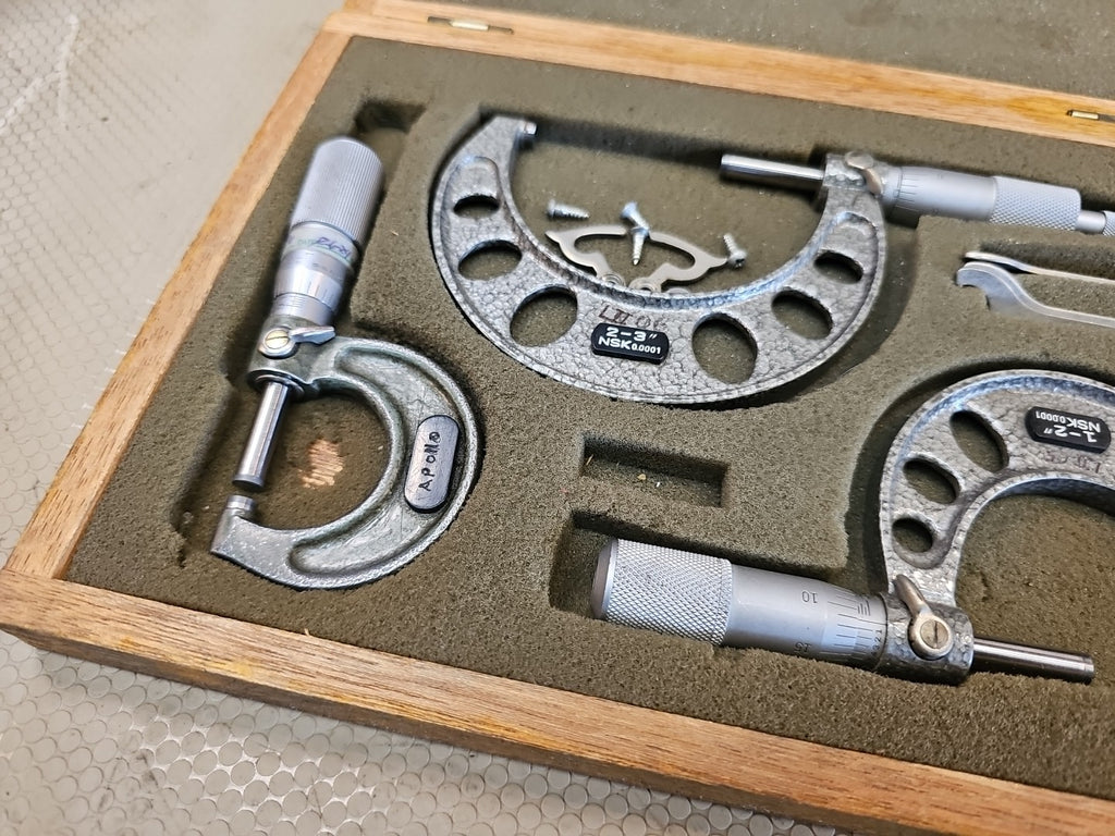 NSK Outside Micrometer Set  0-1"  1-2"  2-3" in Wooden Box