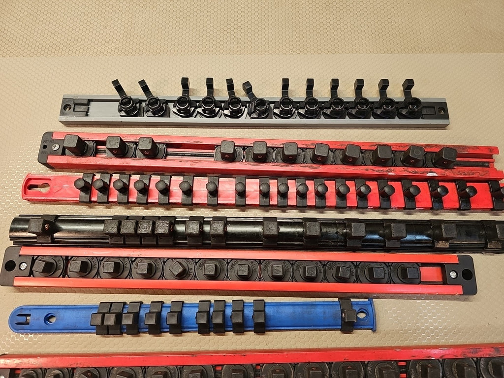 Lot of 18 Craftsman / USA Socket Rack Rail Holders 1/4", 3/8", 1/2"