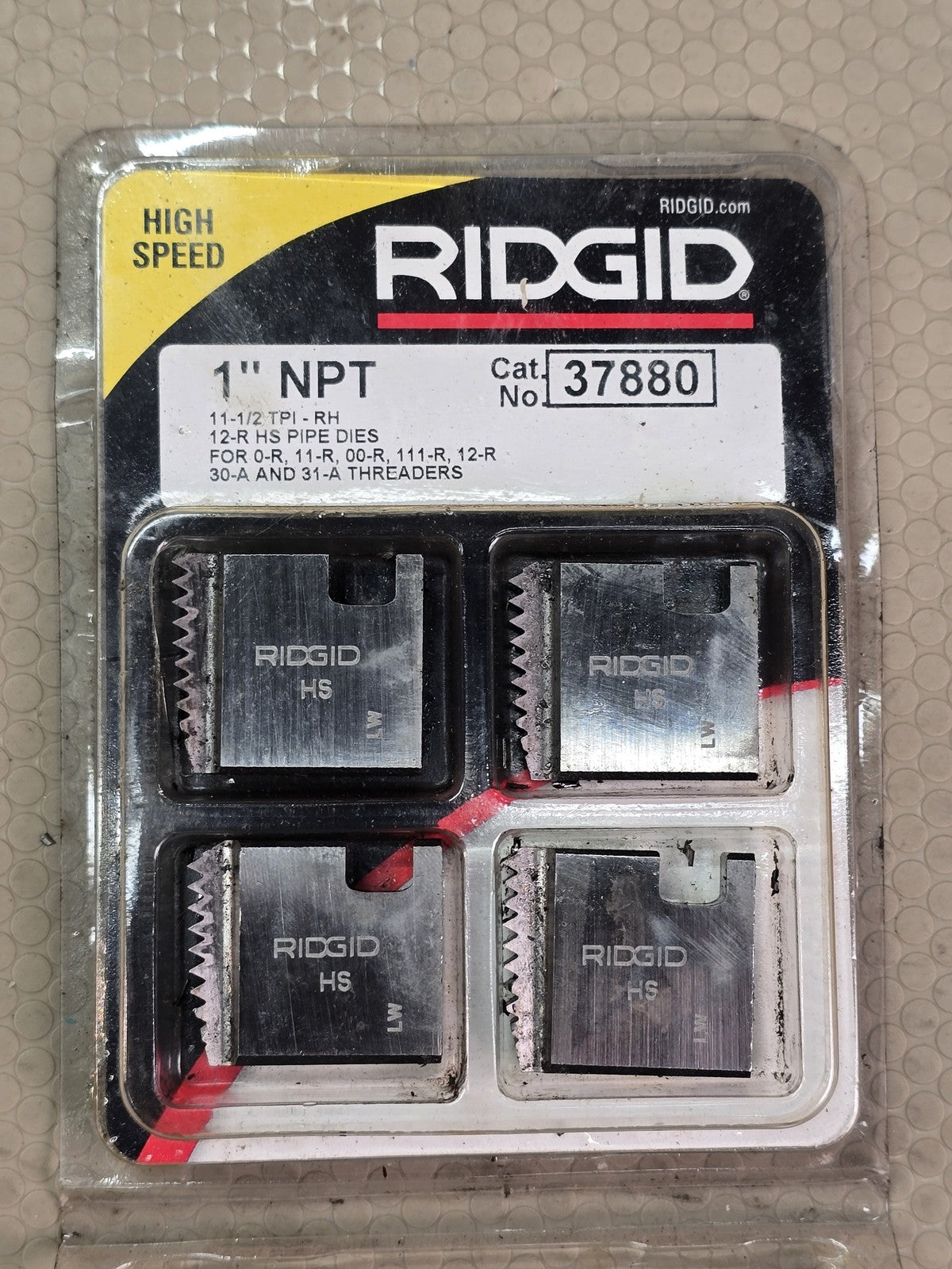 Ridgid 37880 1" NPT High Speed Pipe Dies Set 12-R Threaders 11-1/2 TPI
