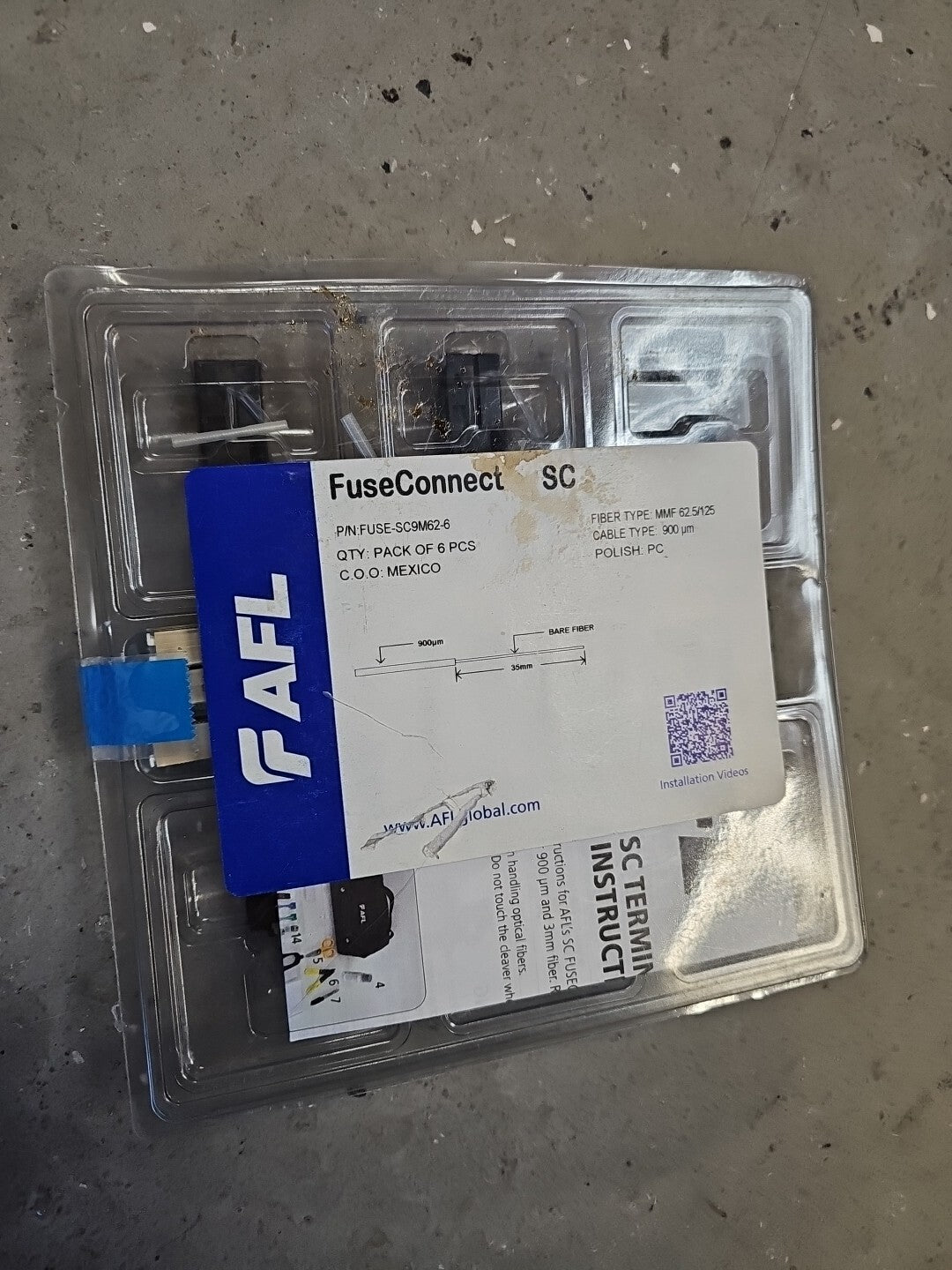 NEW AFL FUSE-SC9M62-6 Field Installable Connector FUSECONNECT SC MM 62.5  6 Pack