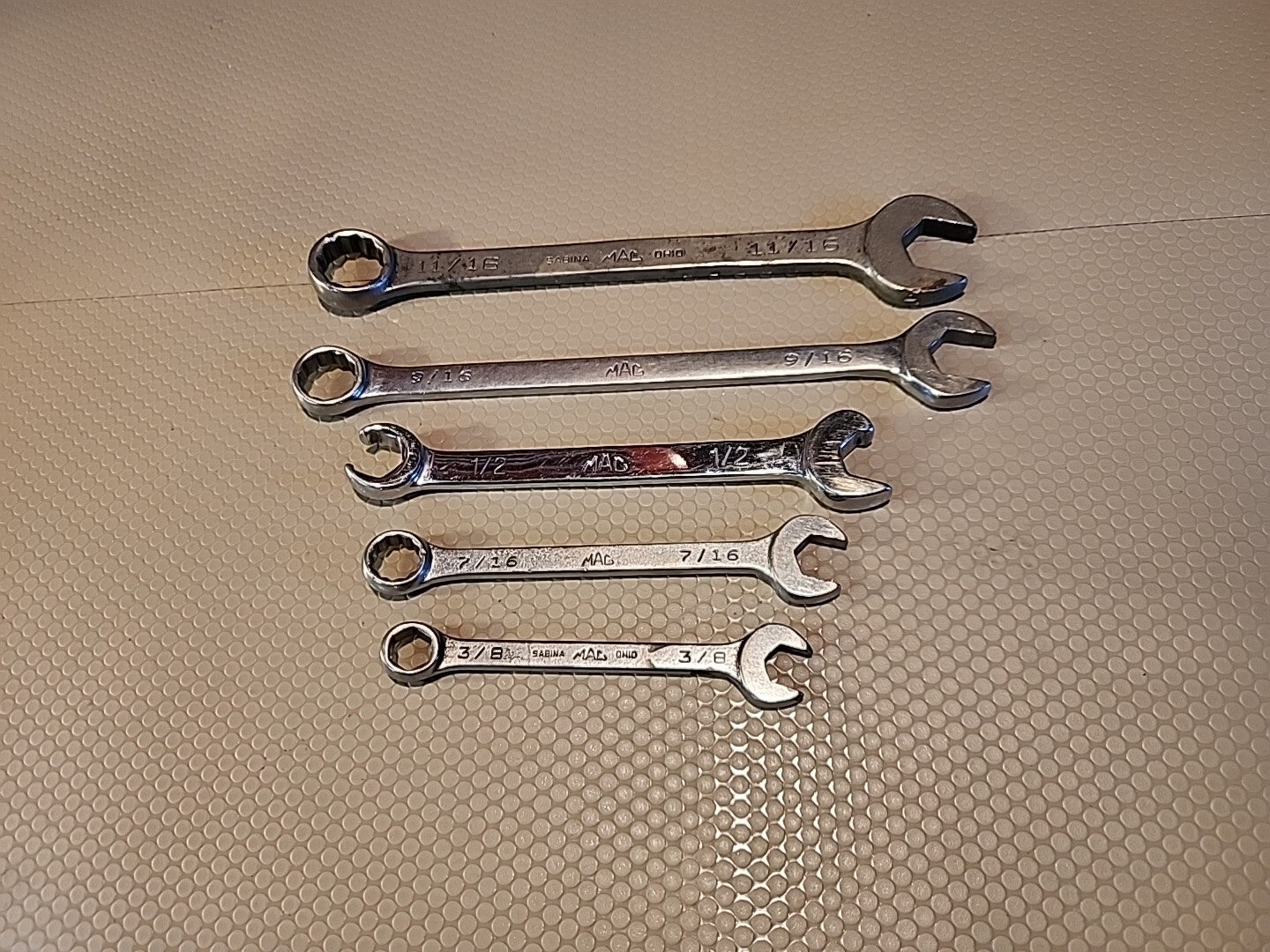 MAC TOOLS 5 PIECE SAE Combination + Flare DOUBLE END LINE WRENCHES Standard 