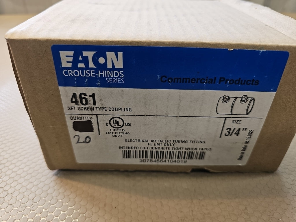 EATON #461 SET SCREW TYPE COUPLING 3/4” CROUSE-HINDS EMT FITTINGS  (20 PACK)