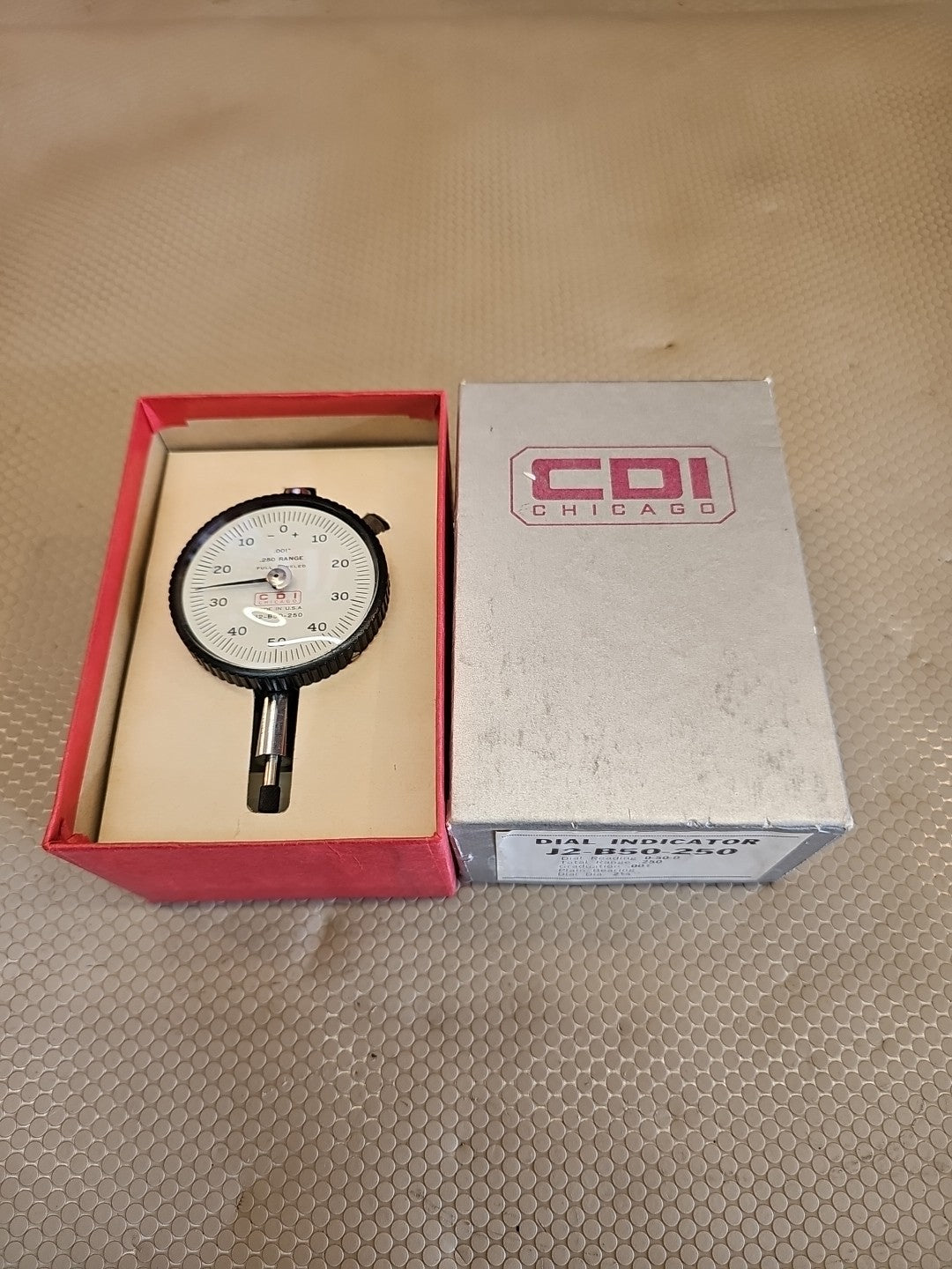 CDI Chicago J2-B50-250 Dial Indicator - .250" Range - .001" Grad - USA - Jeweled