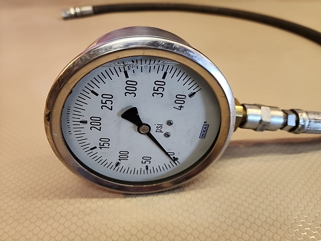 WIKA, 4" PRESSURE GAUGE, 0-400 PSI LIQUID FILLED USED