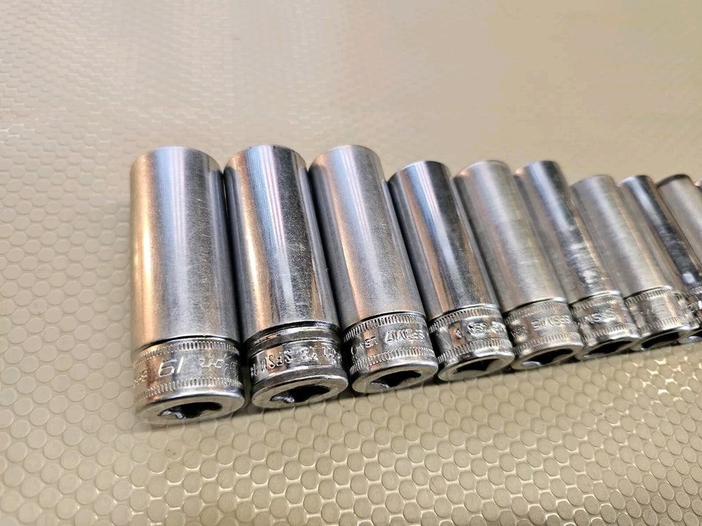 Snap On SFSM 11 pc 3/8" Drive 6Pt Metric Deep Socket Set 9-19mm 