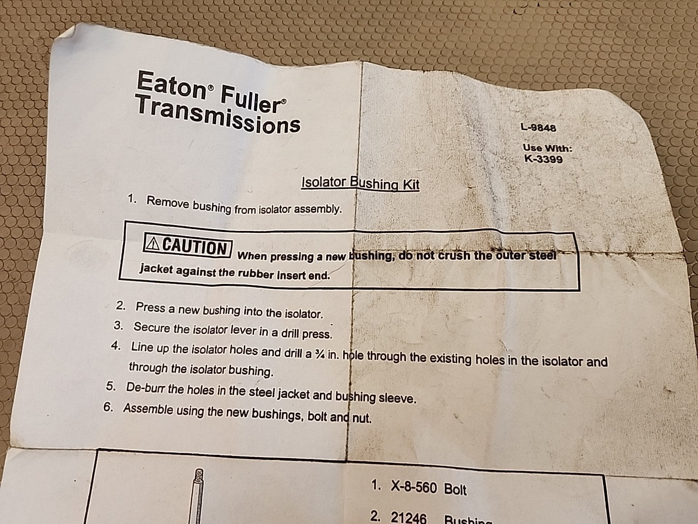Eaton Fuller Isolator Bushing Kit L-9848 