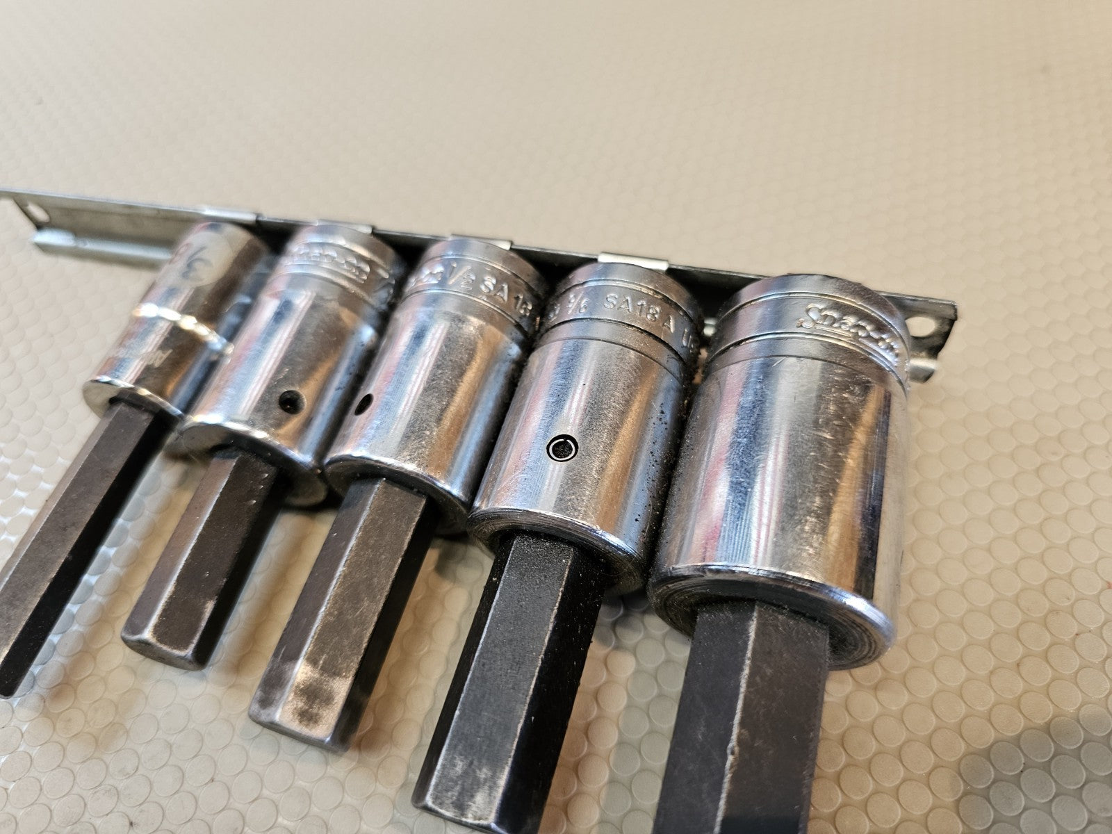 SNAP-ON 5 PC 1/2" DRIVE HEX BIT SOCKETS 5/8 9/16 1/2 7/16 3/8