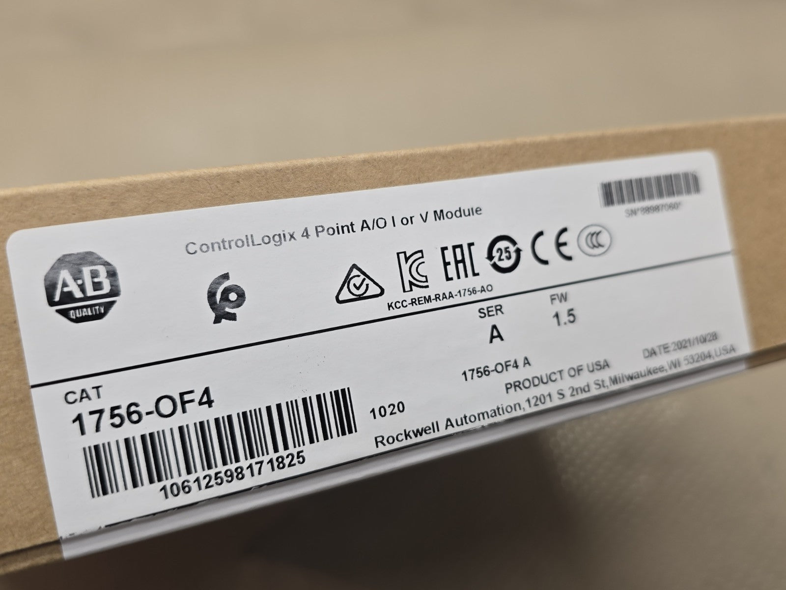 Allen-Bradley 1756-OF4 SER A ControlLogix 4 Point Analog Output Module FW 1.5