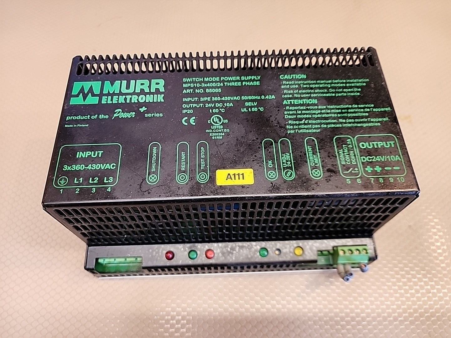 Murr Elektronik Power Supply 3x360-430VAC Input 360--430VAC Output 24V DC 10A 