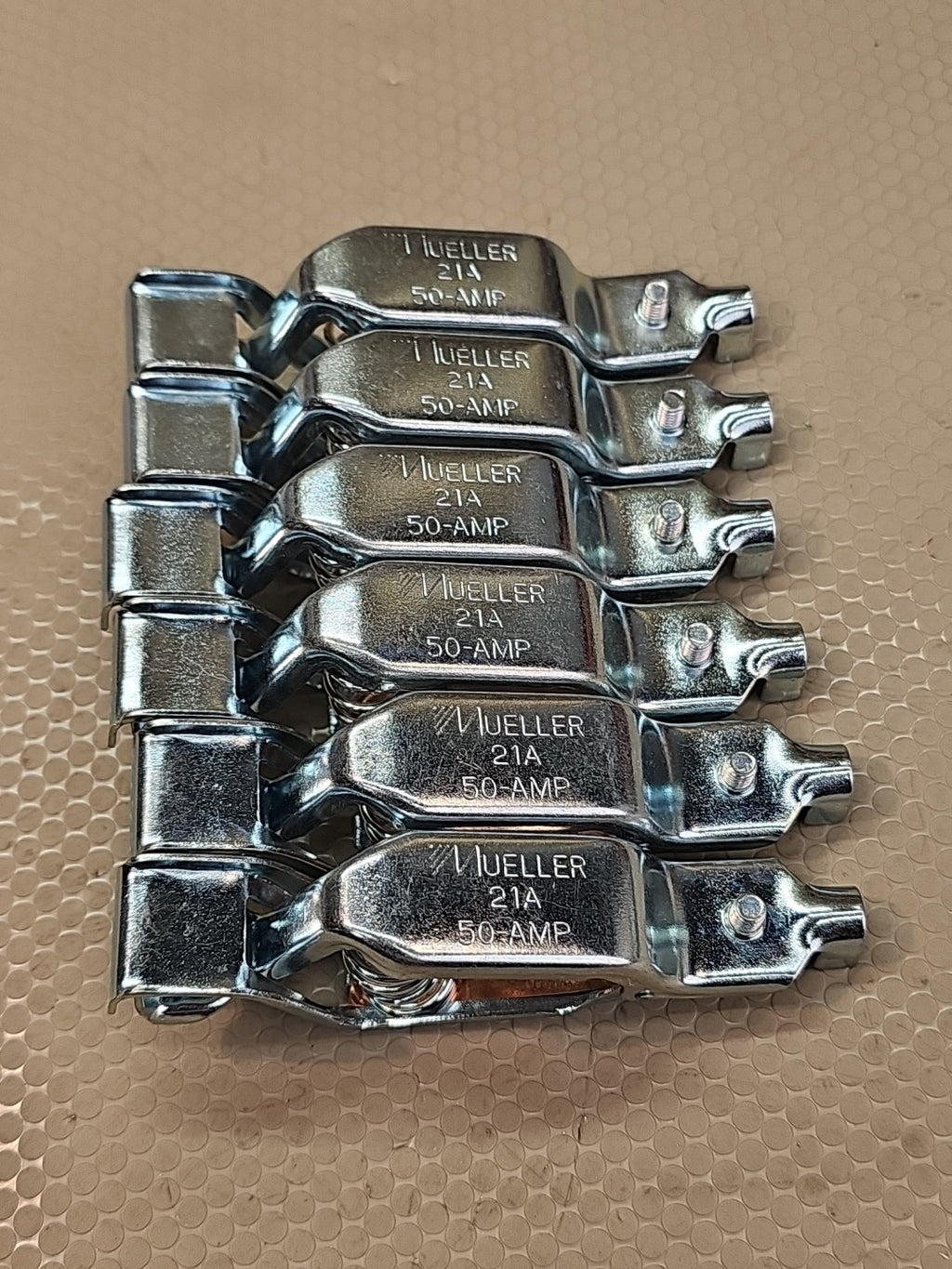 (6-PCS) MUELLER # 21A 50 Amp Zinc / Steel Electrical Test Clips 