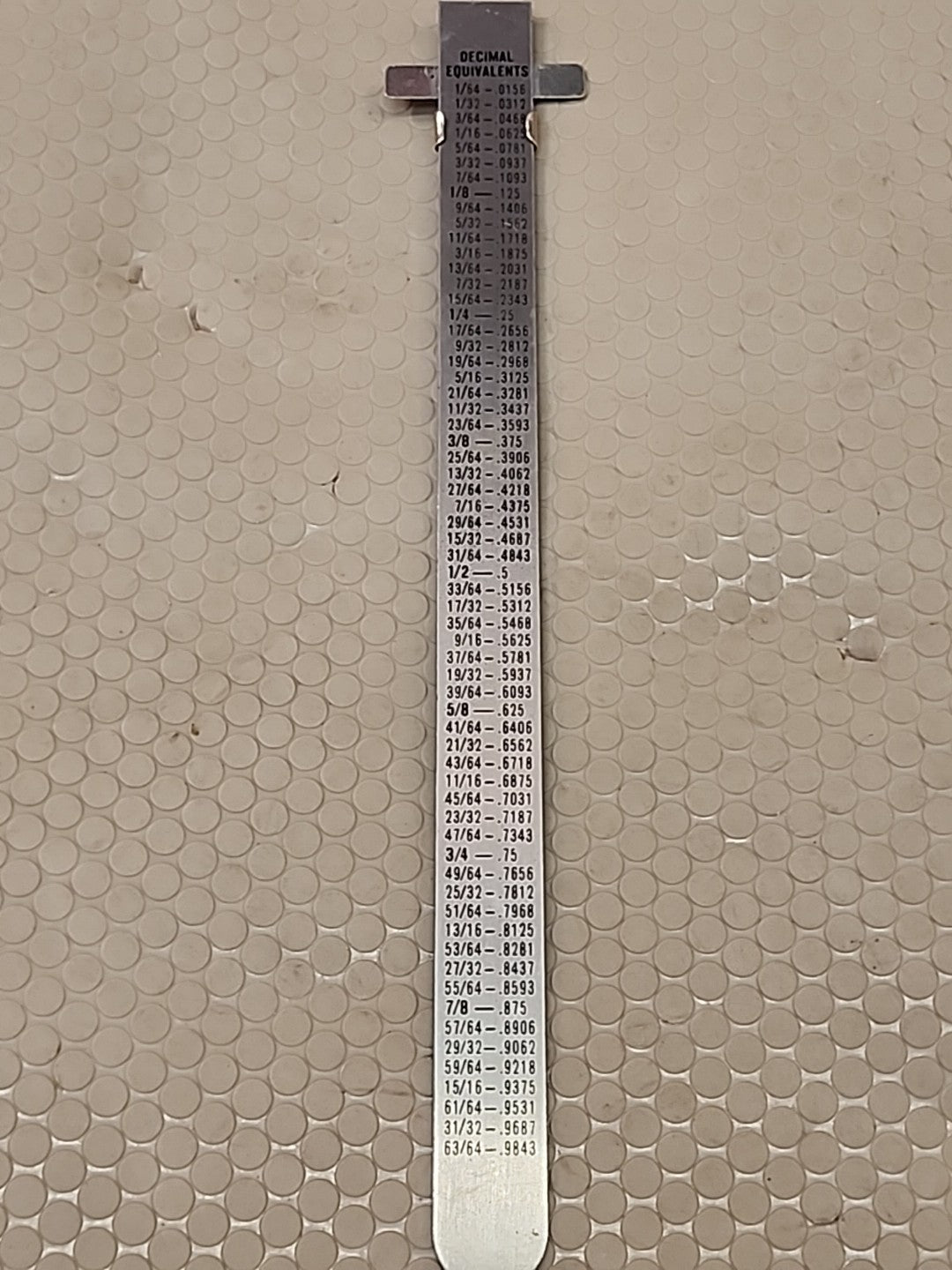 6 in. Pocket Ruler,Stainless Steel,Etched markings,Decimal Equivalent, With Clip
