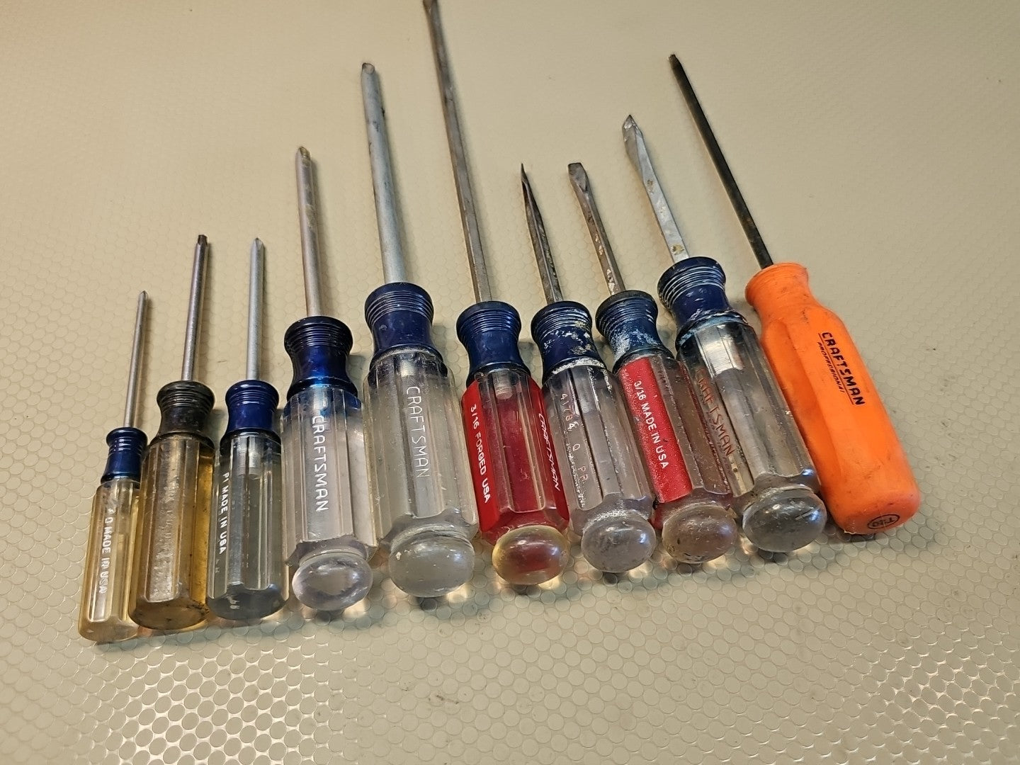 10 Piece Craftsman USA Screwdrivers Lot -  Flat Phillips WF Vintage Stubbys 