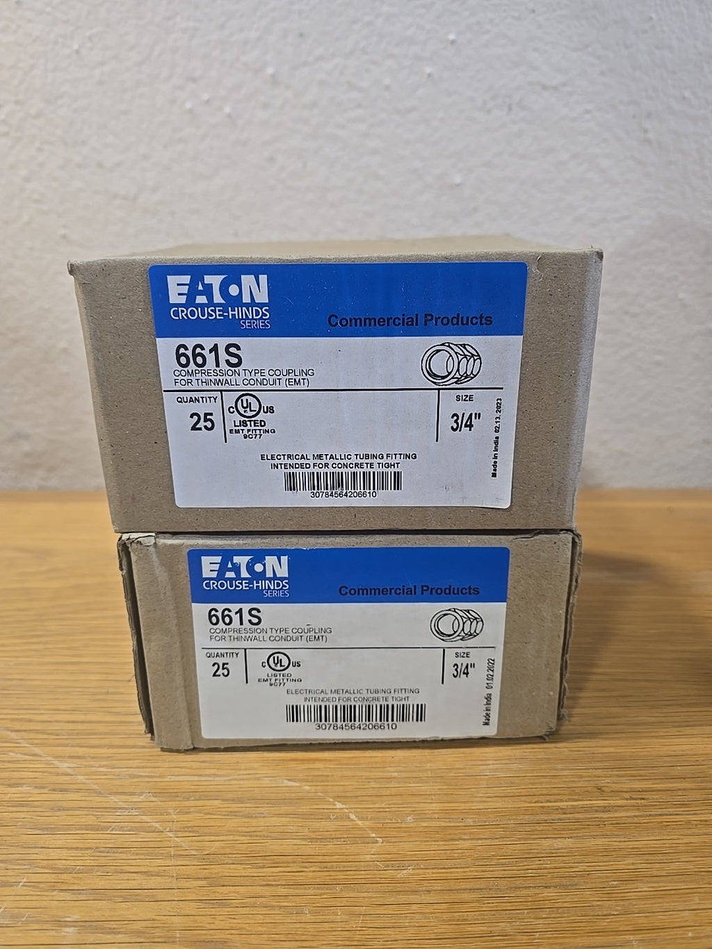 50 PACK Eaton Crouse-Hinds Series EMT Coupling Concrete Tight Steel 3/4" 661S