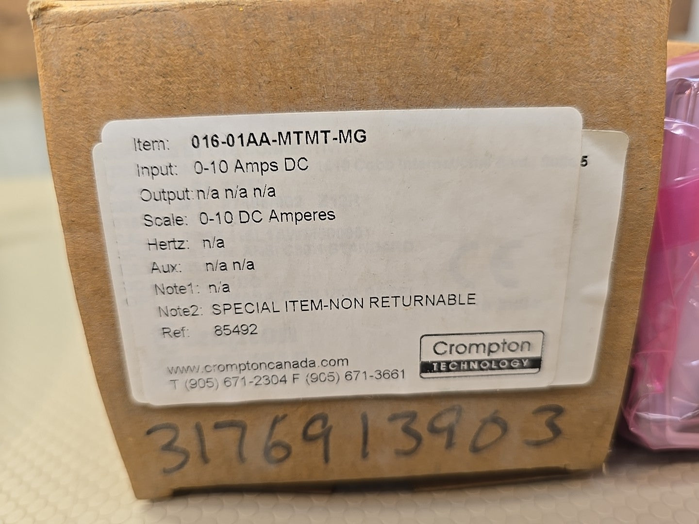 Crompton Weschler 016-01AA-MTMT -MG Amp Panel Meter National Oilwell 6275-53
