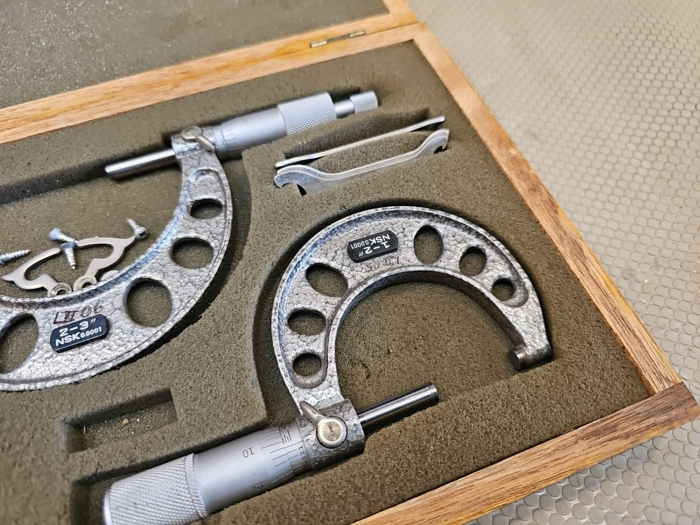 NSK Outside Micrometer Set  0-1"  1-2"  2-3" in Wooden Box