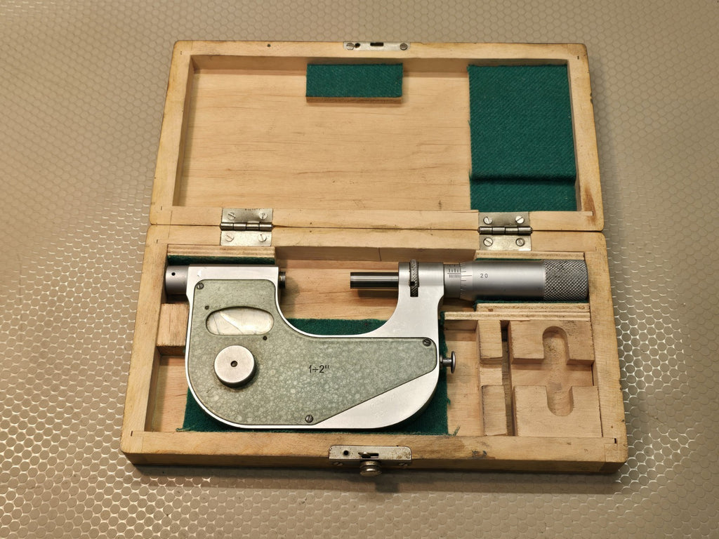 VIS Poland 1-2” Indicating Micrometer .0001” In Wood Box NICE