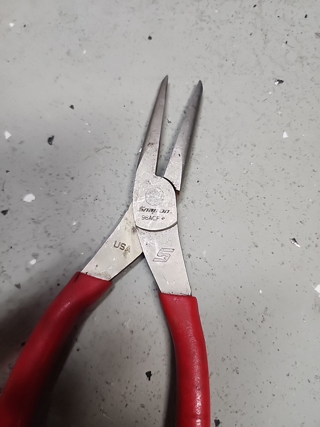 Snap On Tools RED 96ACF 8" Needle Nose Pliers Red Soft Grip