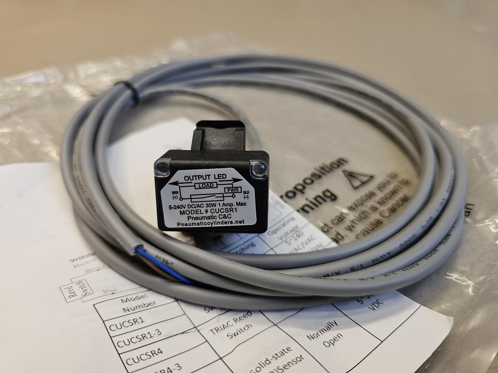 Pneumatic C&C CUCSR1 Reed Switch Sensor 5-240V DC/AC 30W 1A Max Normally Open Ne