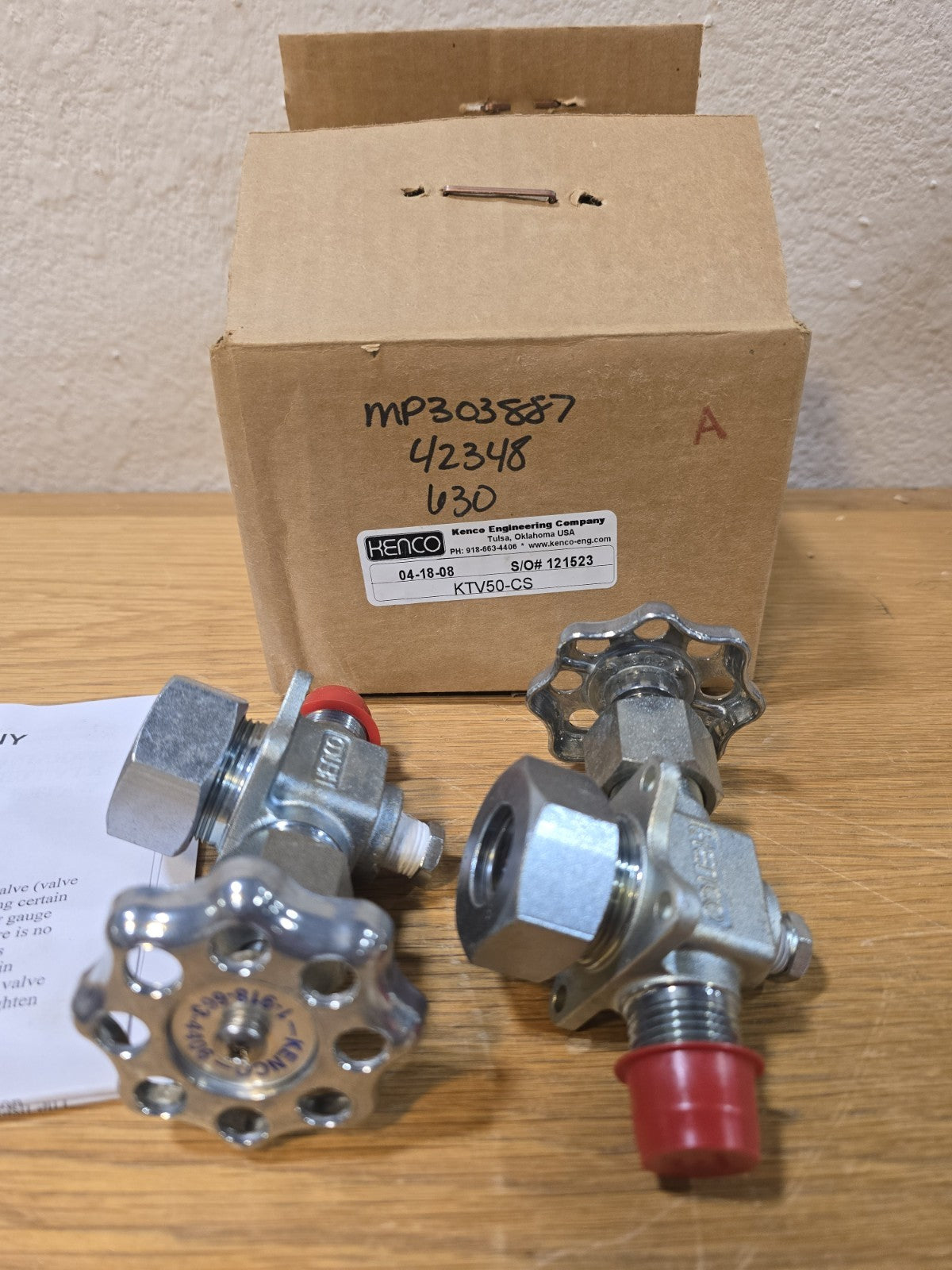 Kenco 1/2" Tubular Valve KTV Series KTV50-CS-V Set Of 2 NEW