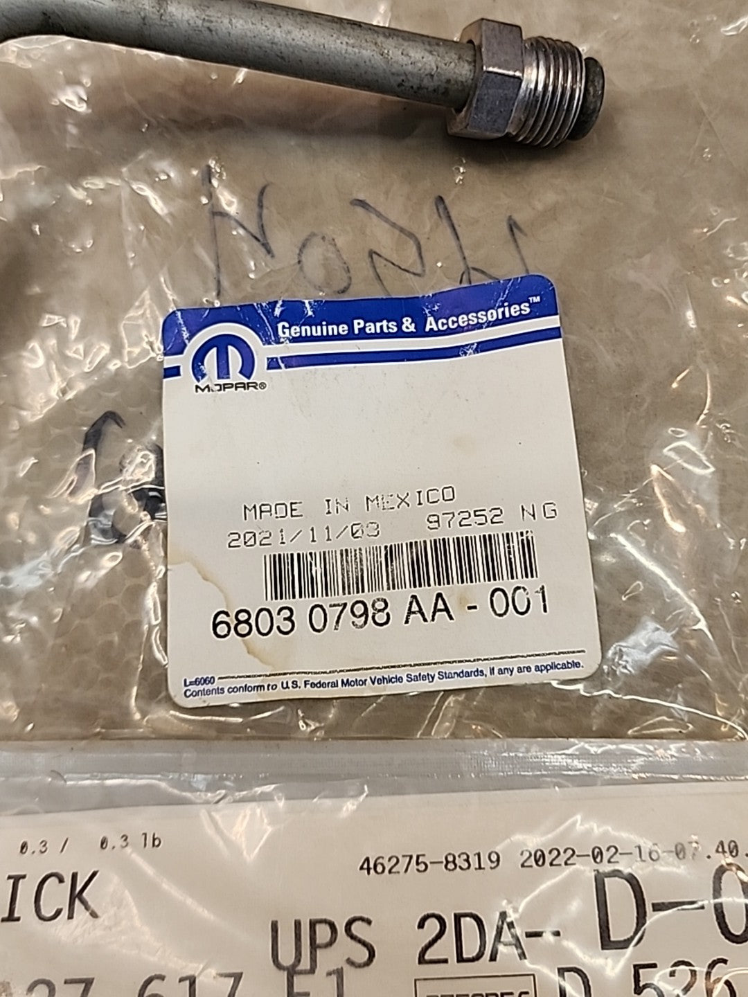 Genuine OEM Mopar Oil Cooler Tube 6803 0798 AA-001