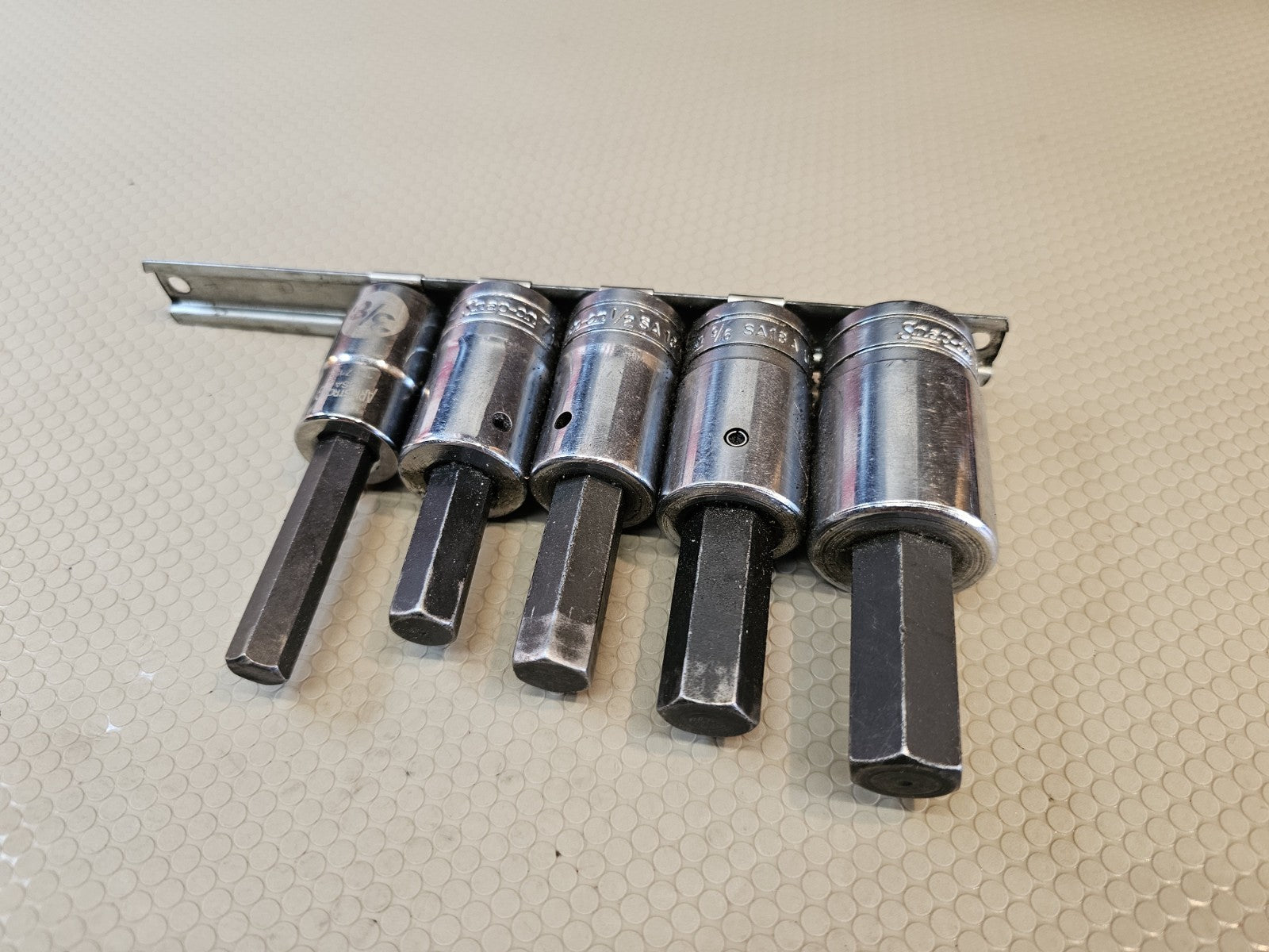 SNAP-ON 5 PC 1/2" DRIVE HEX BIT SOCKETS 5/8 9/16 1/2 7/16 3/8